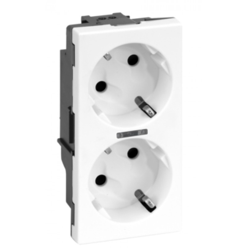 Base doble schuko SIMON 500 embornamiento por corte con led BLANCA. Ref:  50010432-030