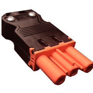 Conector rápido aereo hembra ROJO de 3 polos conexión por tornillo. Simon: CR0003-6