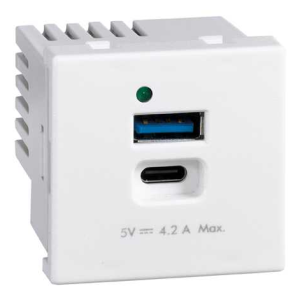 Placa K45 Cargador doble USB tipo A+ C (5V-DC 4,2 A). Simon: K126G-9