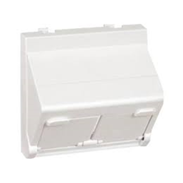 Placa inclinada K45 para 2 adaptadores MD con guardapolvo. Simon:  KB80-9