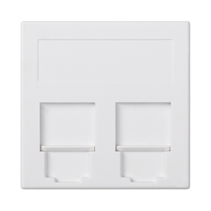 Placa plana SIMON 500 para 2 conectores anclaje tipo Keystone y Systimax con guardapolvo. Simon: 50000089-030